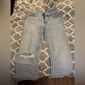 H&M Light Blue Ripped Straight Jeans